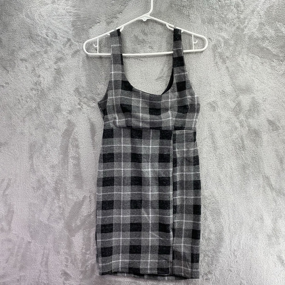 Forever 21 Gray Black Plaid Sleeveless Mini Dress Women's M NWT Side Zip